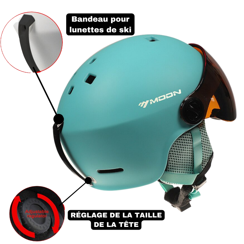 Casque de Ski et Snowboard Bleu Adulte avec Visière, Protection UV, Confort Ajustable, Idéal pour Ski et Snowboard