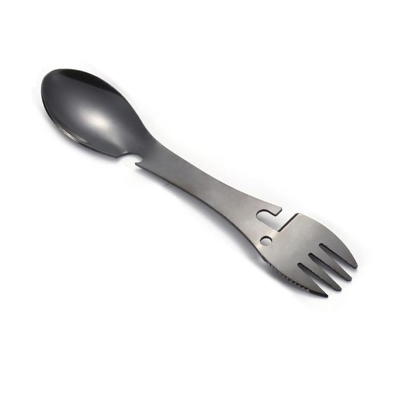 Model de couleur Noir de la CUITOCHETTE 6-en-1 - Outil de survie multifonctionnel pour le camping et les activités de plein air.