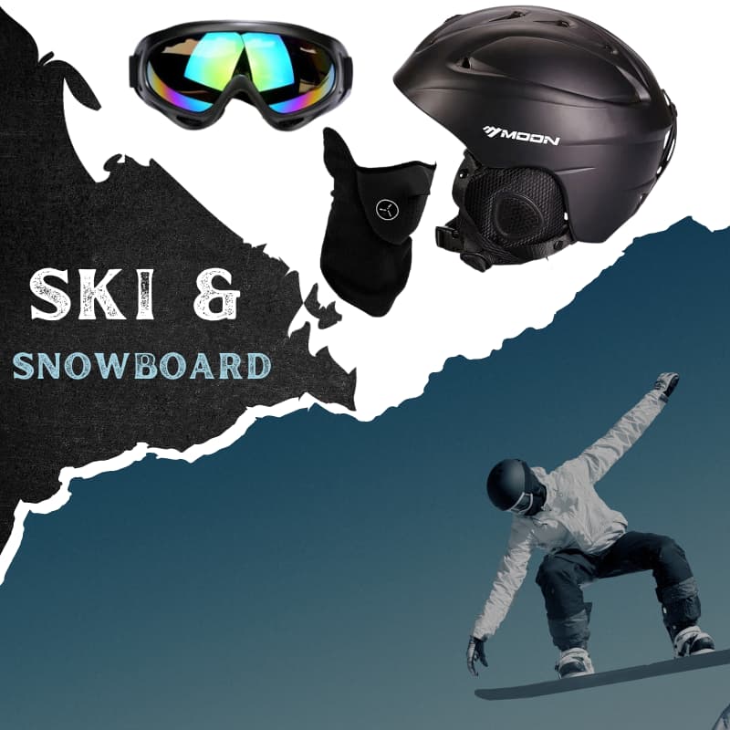 Casque de ski noir MAT pour adulte, idéal pour les sports d'hiver et loisirs de plein air, accompagné de lunettes et masqu