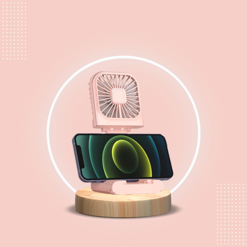 Mini ventilateur de poche 2 en 1 portable et rechargeable par USB, parfait pour apporter une brise rafraîchissante lors des longues attentes collection Confort & sécurité de la boutique petites Aventures couleur Rose