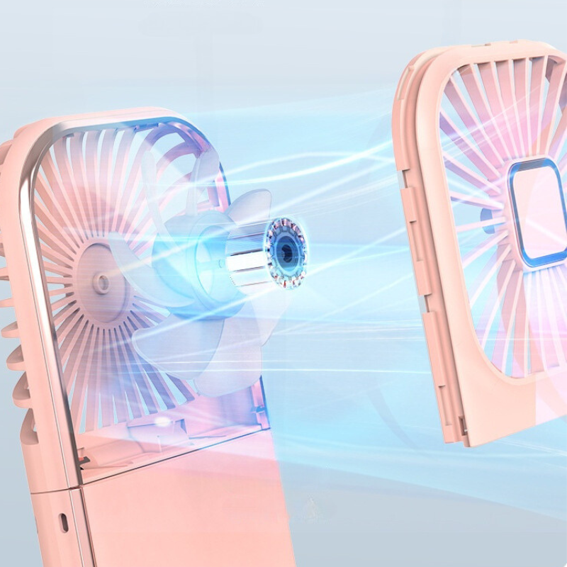 Mini ventilateur de poche 2 en 1 portable et rechargeable par USB, parfait pour apporter une brise rafraîchissante lors des longues attentes collection Confort & sécurité de la boutique petites Aventures couleur rose