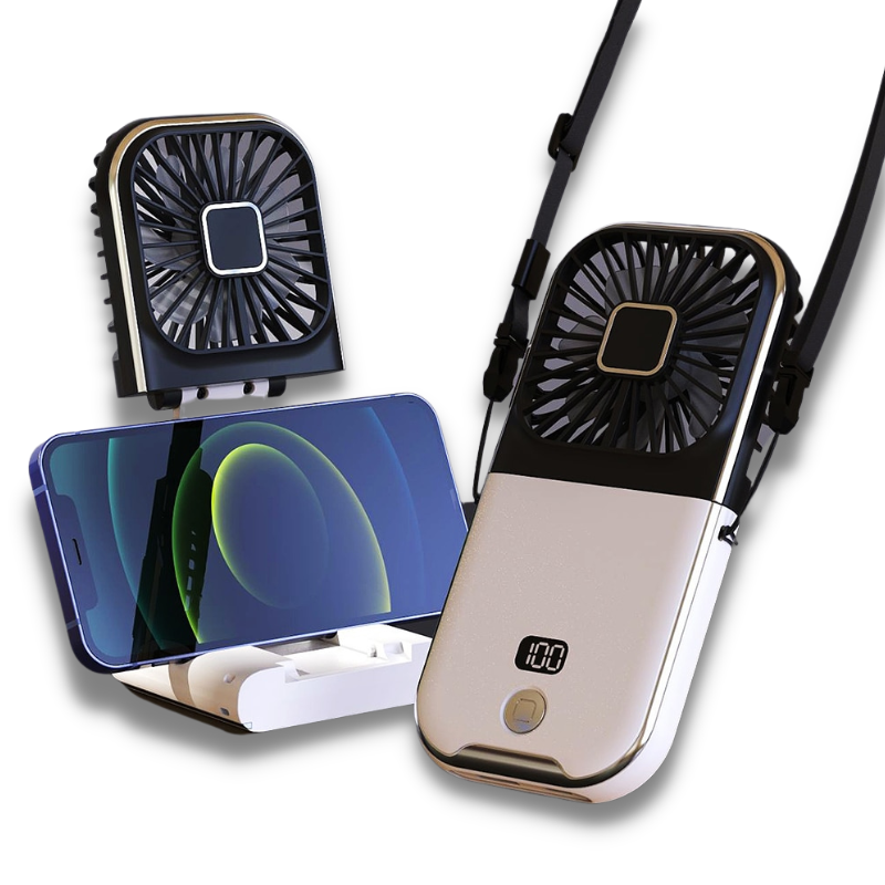 Mini ventilateur de poche 2 en 1 portable et rechargeable par USB, parfait pour apporter une brise rafraîchissante lors des longues attentes collection Confort & sécurité de la boutique petites Aventures couleur Blanc et Noir