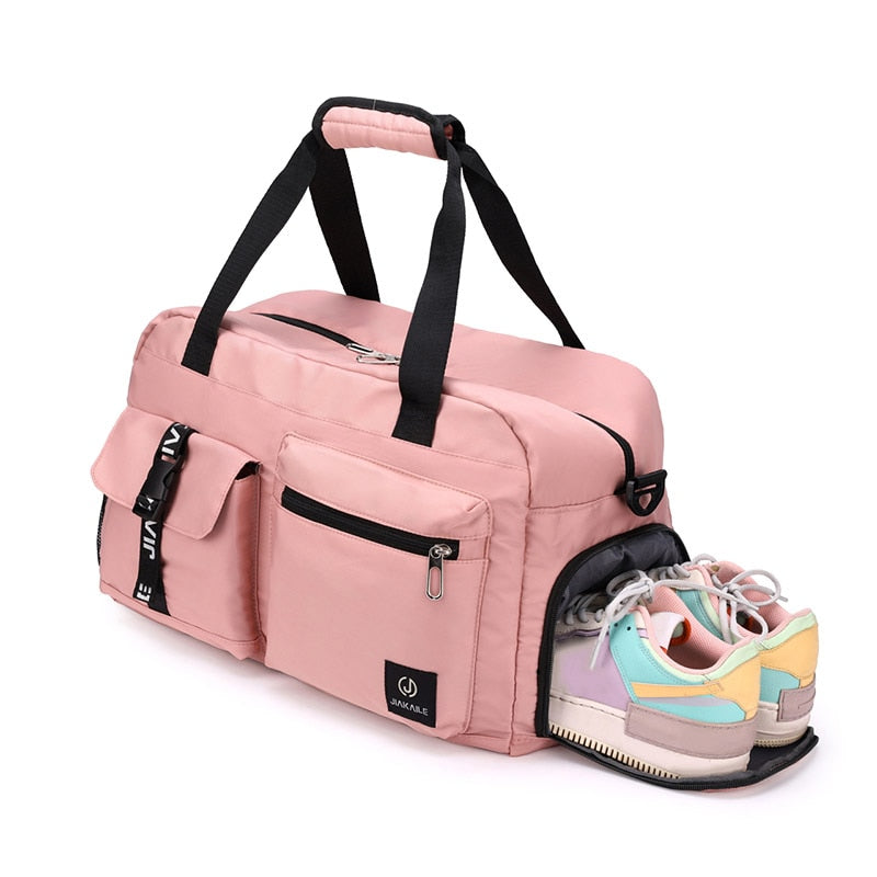 Sac Rose de la collection bagage voyage de la boutique Petites Aventures Sac de voyage Sac de sport Sac polyvalent Grande capacité Sac à main Sac à bandoulière Accessoires de voyage Accessoires de sport Sac de voyage mixte Sac de sport mixte Présentation de la place pour les chaussures