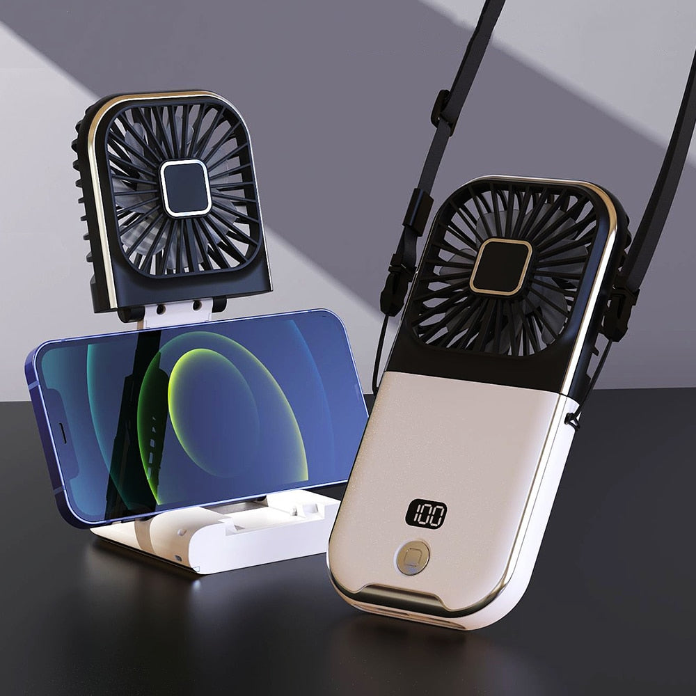 Mini ventilateur de poche 2 en 1 portable et rechargeable par USB, parfait pour apporter une brise rafraîchissante lors des longues attentes collection Confort & sécurité de la boutique petites Aventures couleur Blanc et Noir