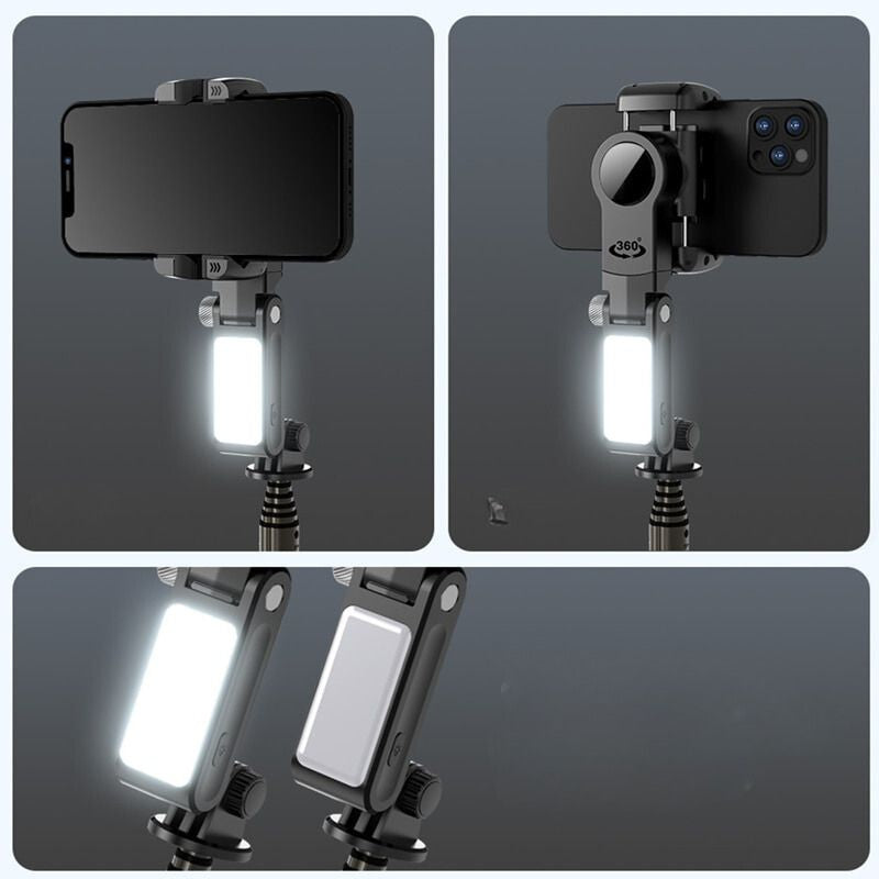 Stabilisateur de caméra à cardan avec rotation de 360 degrés, mode de prise de vue, selfie stick et trépied, parfait pour iPhone, téléphone, Smartphone et photographie en direct