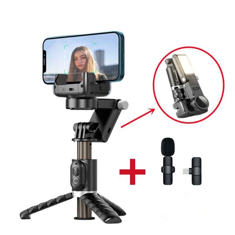 Stabilisateur de caméra à cardan avec rotation de 360 degrés, mode de prise de vue, selfie stick et trépied, parfait pour iPhone, téléphone, Smartphone et photographie en direct