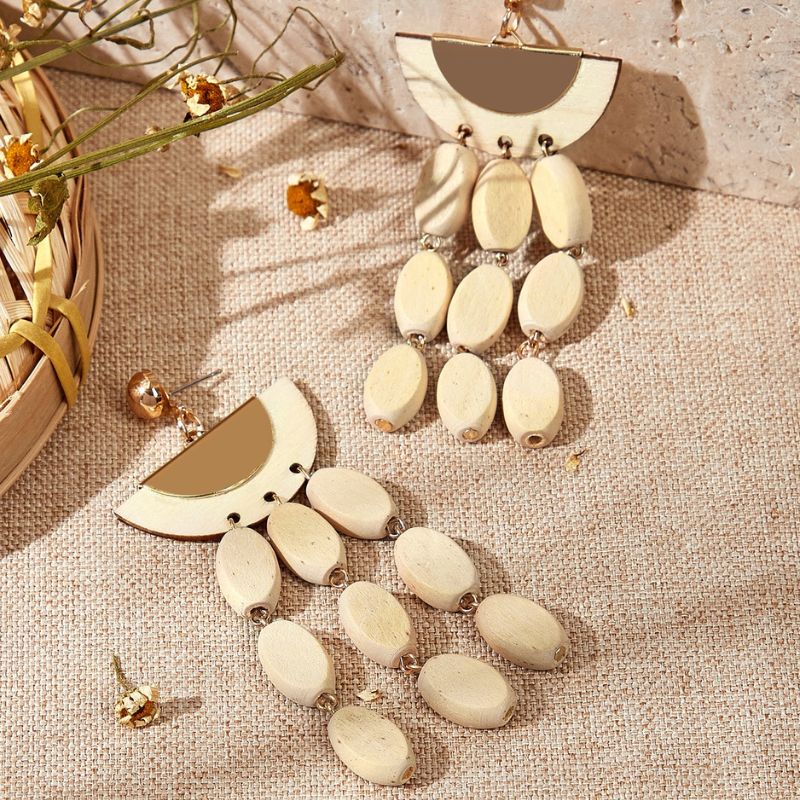 Boucles d'oreilles Rotin Bois Fait main Bohème Ethnique Géométrique Bijoux pendants Respectueux de l'environnement Original collection Summer chic de la boutique Petites Aventures