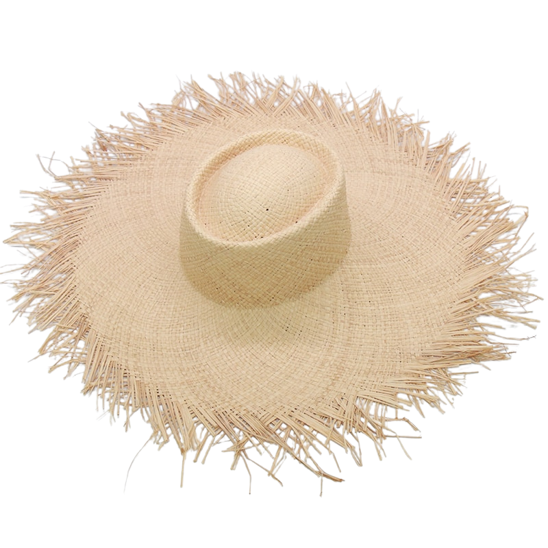 Chapeau de soleil Raphia naturelle Fait main Protection solaire Accessoire de plage Nouvelle collection Vacances d'été Collection Summer chic de la boutique Petites Aventures