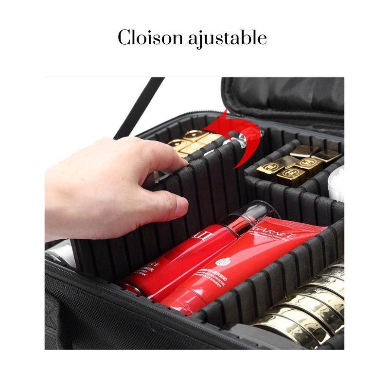 Cloison ajustable de la Trousse à cosmétique de couleur Noir Trousse de maquillage Accessoire de voyage Trousse de toilette Rangement de maquillage Trousse professionnelle Trousse de rangement lection bagage voyage de la boutique Petites Aventures
