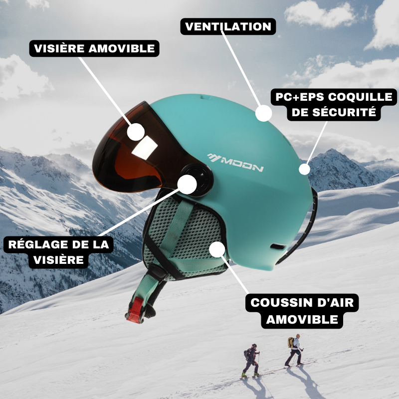 Casque de Ski et Snowboard Bleu Adulte avec Visière, Protection UV, Confort Ajustable, Idéal pour Ski et Snowboard