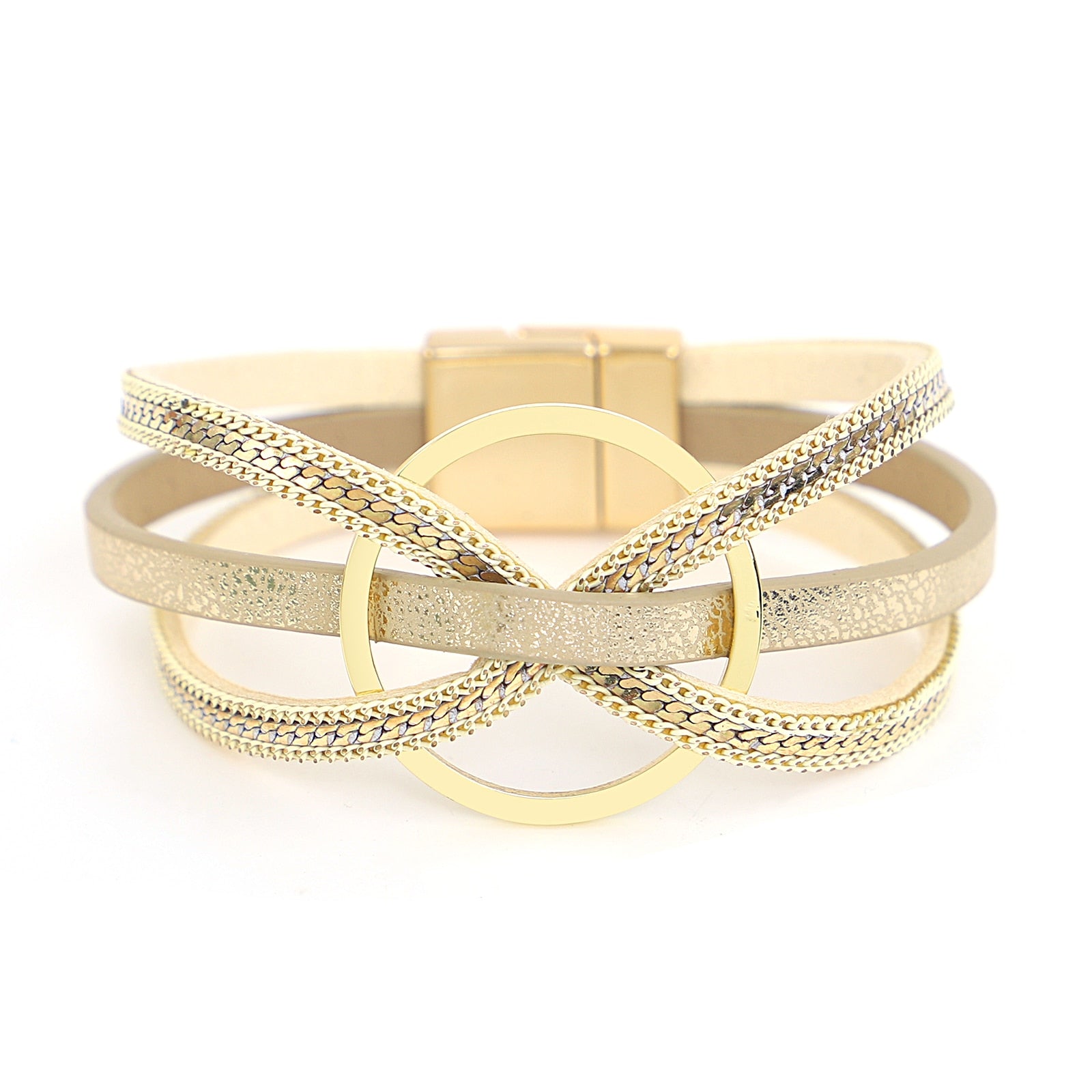 bracelets en cuir croix couleur or  torsadée cercle doré nœud papillon bijoux de charme fait à la main Summer Chic accessoires féminins tendance estivale bracelets multicouches collection Summer chic de la boutique Petites Aventures