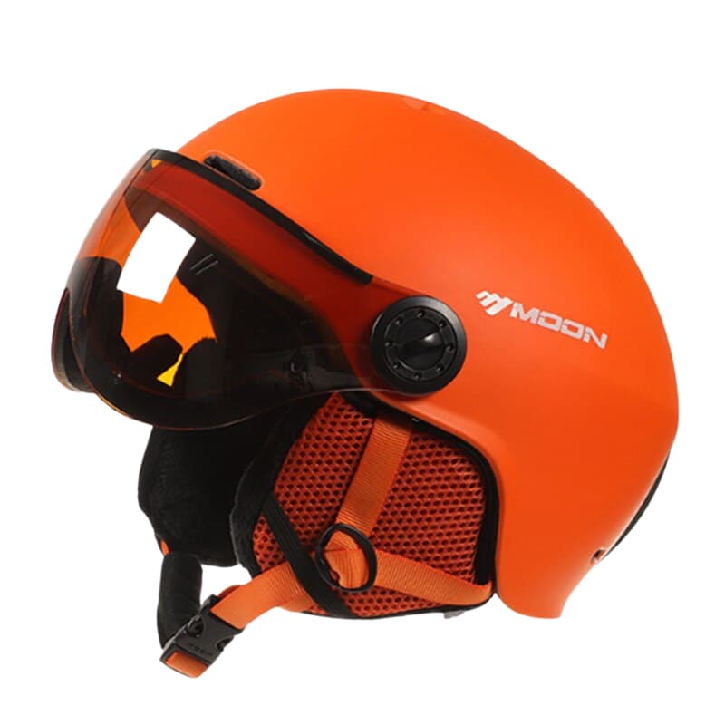 Casque de Ski Adulte Orange avec Visière Anti-UV et Anti-buée, Compatible Lunettes, Confort Thermique, Réglable, Idéal pour Ski et Snowboard