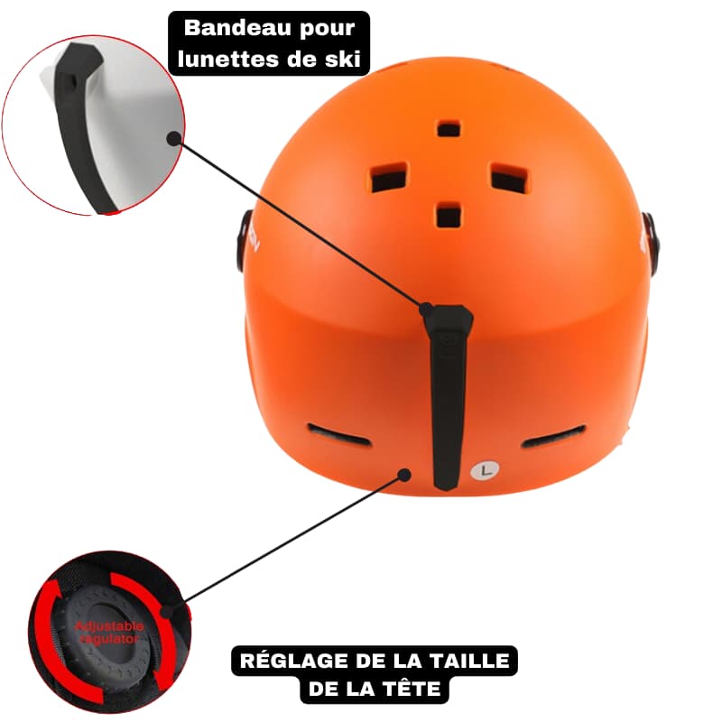 Casque de Ski Adulte Orange avec Visière Anti-UV et Anti-buée, Compatible Lunettes, Confort Thermique, Réglable, Idéal pour Ski et Snowboard