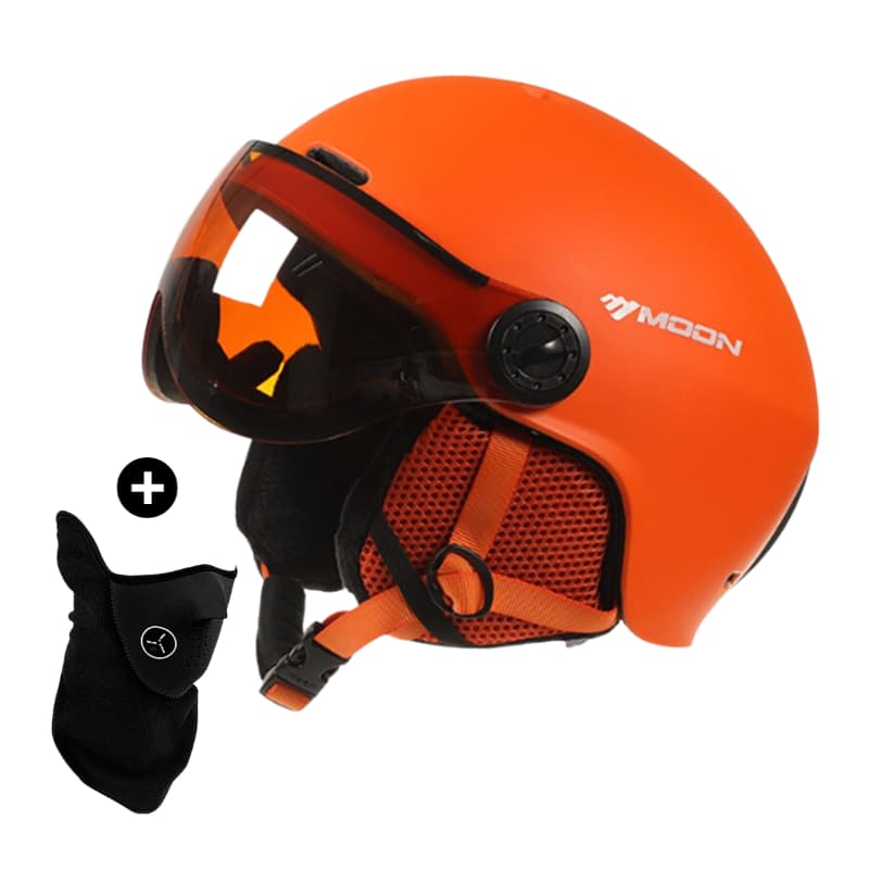 Casque de Ski Adulte Orange avec Visière Anti-UV et Anti-buée, Compatible Lunettes, Confort Thermique, Réglable, Idéal pour Ski et Snowboard