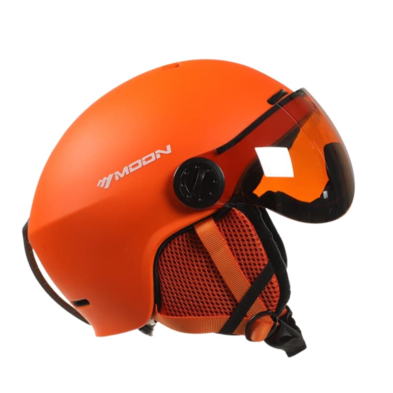 Casque de Ski Adulte Orange avec Visière Anti-UV et Anti-buée, Compatible Lunettes, Confort Thermique, Réglable, Idéal pour Ski et Snowboard