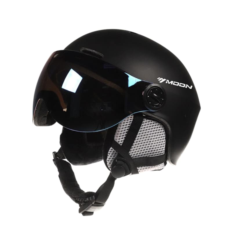 Casque de Ski Noir Adulte avec Visière Anti-UV et Anti-buée, Confort Thermique, Ajustement Personnalisable, Idéal pour Ski et Snowboard