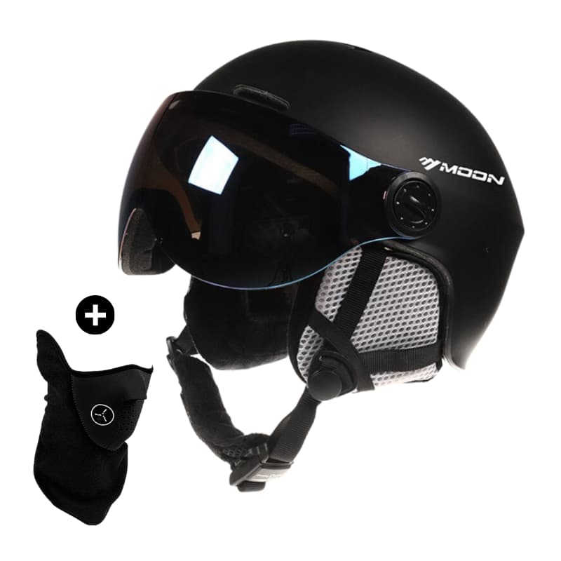 Casque de Ski Noir Adulte avec Visière Anti-UV et Anti-buée, Confort Thermique, Ajustement Personnalisable, Idéal pour Ski et Snowboard