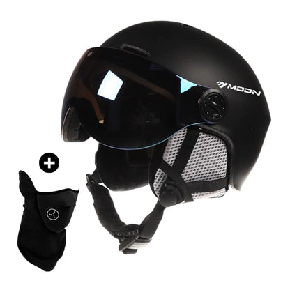 Casque de Ski Noir Adulte avec Visière Anti-UV et Anti-buée, Confort Thermique, Ajustement Personnalisable, Idéal pour Ski et Snowboard