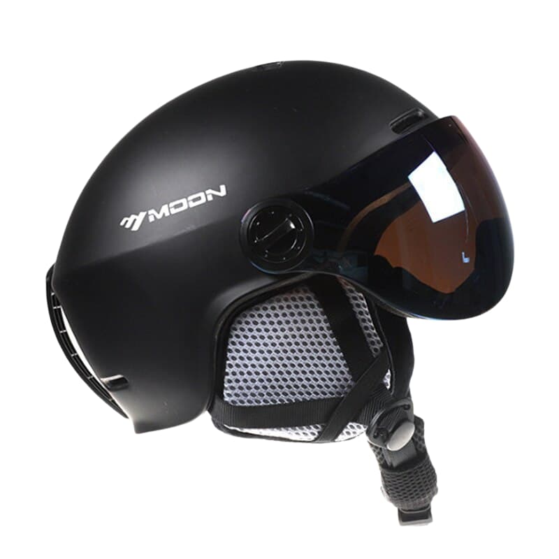 Casque de Ski Noir Adulte avec Visière Anti-UV et Anti-buée, Confort Thermique, Ajustement Personnalisable, Idéal pour Ski et Snowboard