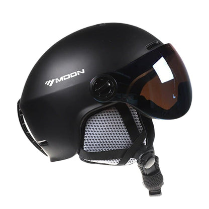 Casque de Ski Noir Adulte avec Visière Anti-UV et Anti-buée, Confort Thermique, Ajustement Personnalisable, Idéal pour Ski et Snowboard