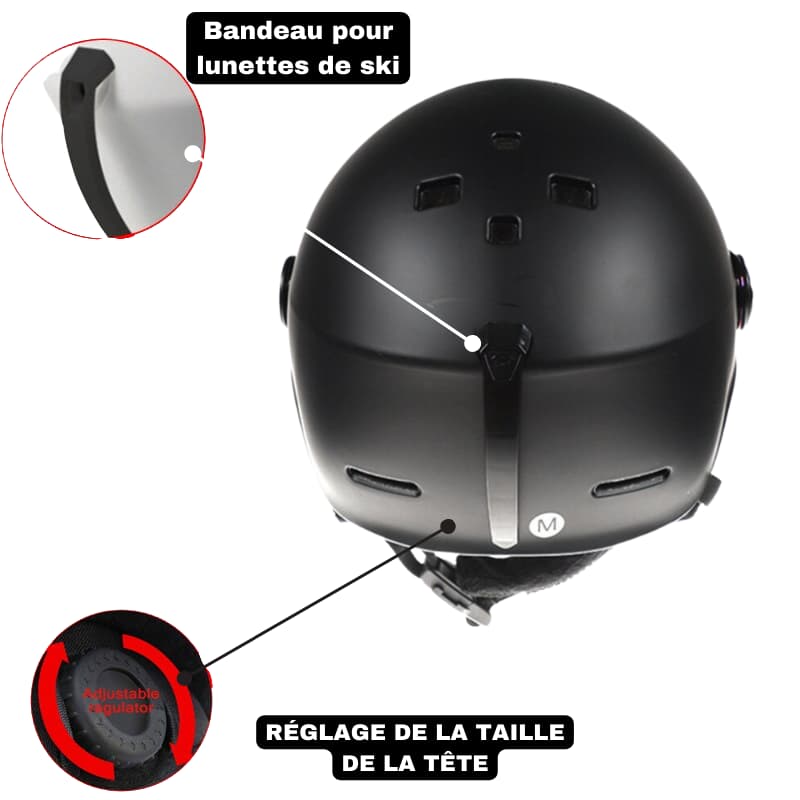 Casque de Ski Noir Adulte avec Visière Anti-UV et Anti-buée, Confort Thermique, Ajustement Personnalisable, Idéal pour Ski et Snowboard