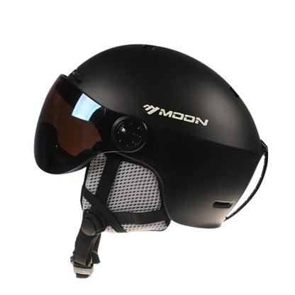 Casque de Ski Noir Adulte avec Visière Anti-UV et Anti-buée, Confort Thermique, Ajustement Personnalisable, Idéal pour Ski et Snowboard
