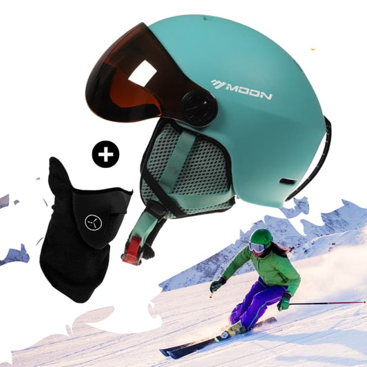 Casque de Ski et Snowboard Bleu Adulte avec Visière, Protection UV, Confort Ajustable, Idéal pour Ski et Snowboard