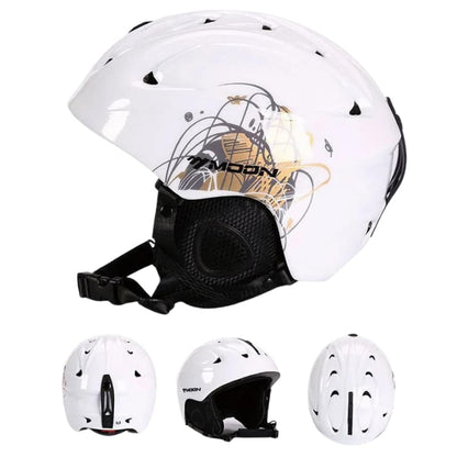 Casque de ski adulte en Blanc Street, design urbain et tendance, avec lunettes et masque pour une aventure de ski totale.