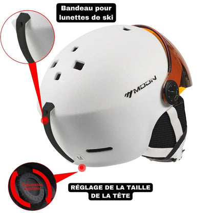 Casque de ski avec visière Adultes Blanc + Masque protection