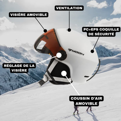Casque de ski avec visière Adultes Blanc + Masque protection