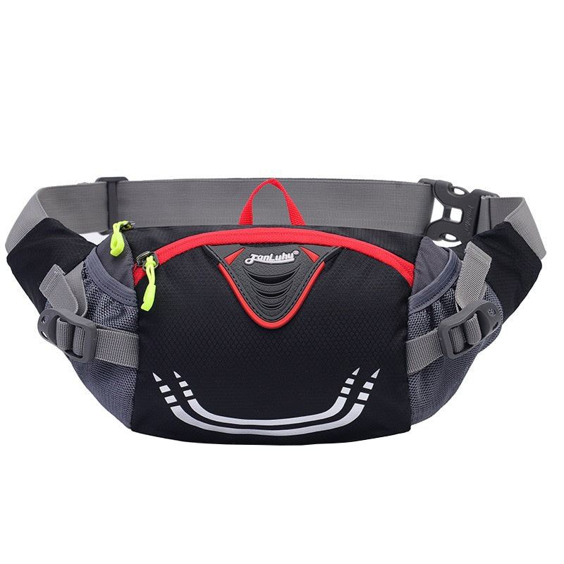 Sac banane polyvalent avec porte-bouteille d'eau, ceinture ajustable et poche zippée pour le rangement des objets essentiels lors d'activités en plein air. collection Montagne & Randonnée de la boutique Petites Aventures de couleur Noir