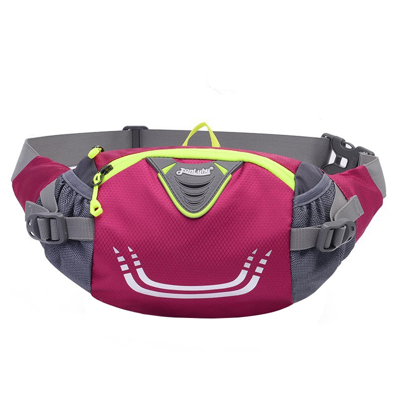 Sac banane polyvalent avec porte-bouteille d'eau, ceinture ajustable et poche zippée pour le rangement des objets essentiels lors d'activités en plein air. collection Montagne & RAndonnée de la boutique Petites Aventures de couleur Rose