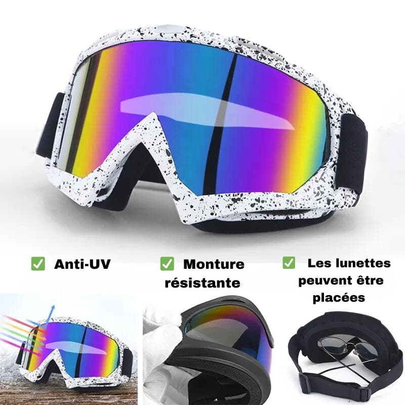 Lunettes de Ski Anti-Buée avec Protection UV, Cadre en Résine PC, Confortable pour Tous, Idéales pour Sports d'Hiver et Activités en Plein Air