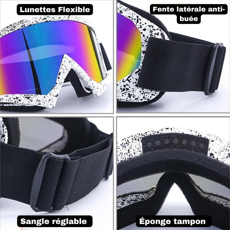Lunettes de Ski Anti-Buée avec Protection UV, Cadre en Résine PC, Confortable pour Tous, Idéales pour Sports d'Hiver et Activités en Plein Air