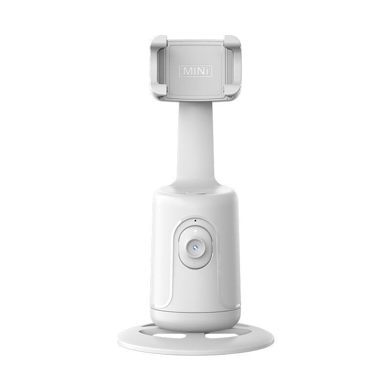 Support intelligent pour trépied de téléphone avec stabilisateur de cardan, rotation à 360° et suivi automatique du visage pour des prises de vue parfaites. Blanc