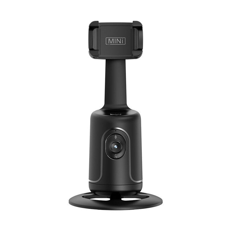 Support intelligent pour trépied de téléphone avec stabilisateur de cardan, rotation à 360° et suivi automatique du visage pour des prises de vue parfaites. Noir