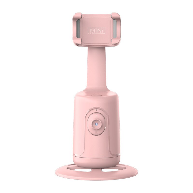 Support intelligent pour trépied de téléphone avec stabilisateur de cardan, rotation à 360° et suivi automatique du visage pour des prises de vue parfaites. Rose