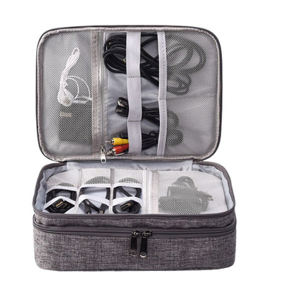 Sac de voyage portable à 3 niveaux, idéal pour ranger les fils USB, la banque d'alimentation, les écouteurs et plus encore, sécurisé avec une fermeture éclair collection Bagages & Organisation de la boutique Petites Aventures couleur gris
