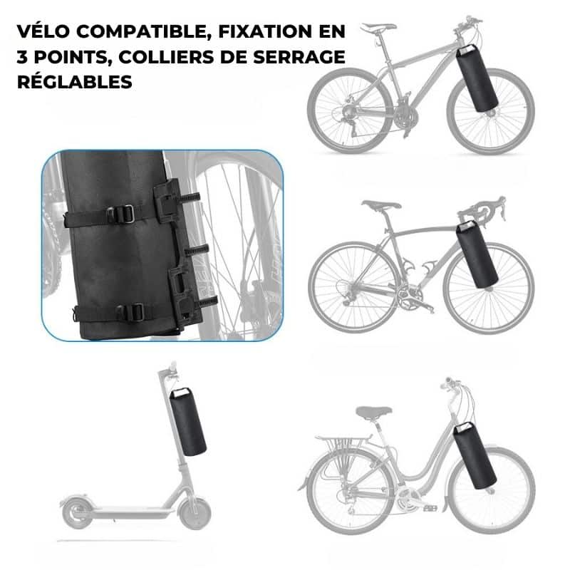 Image du Sac de Fourche de Vélo Étanche pour des balades à vélo sans souci. Accessoire de vélo, sacoche de guidon, rangement pour cyclistes, sac de cadre, équipement de cyclisme.
