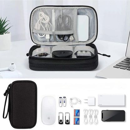 Sac de rangement pour câbles, pochette de transport de voyage, portable et étanche à double couche, idéale pour organiser et protéger vos accessoires électroniques collection Bagages & Organisation de la boutique Petites Aventures couleur Noir
