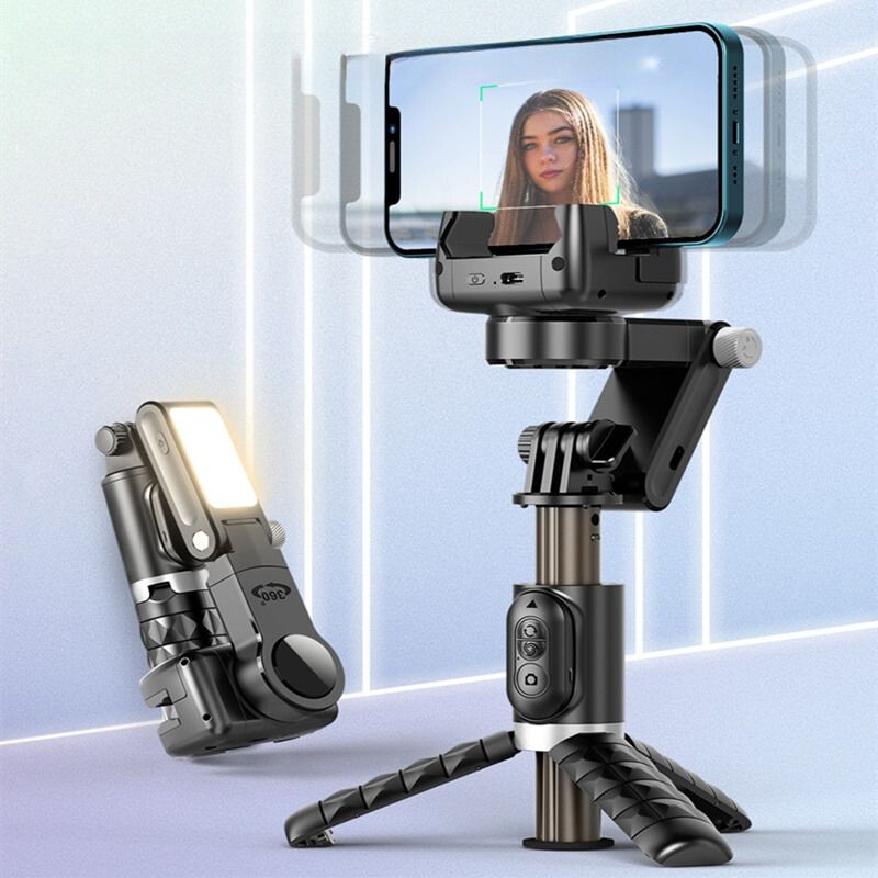 Stabilisateur de caméra à cardan avec rotation de 360 degrés, mode de prise de vue, selfie stick et trépied, parfait pour iPhone, téléphone, Smartphone et photographie en direct
