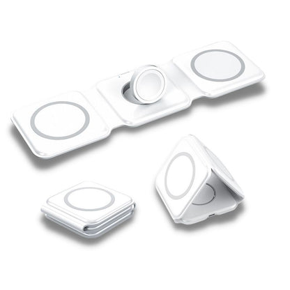 Chargeur sans fil 3 en 1, pliable et portable, pour une expérience de chargement simplifiée pour iPhone, Apple Watch et AirPods collection Gadgets & Techno de la boutique Petites Aventures