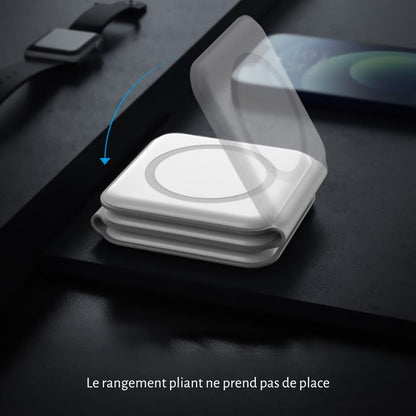 Chargeur sans fil 3 en 1, pliable et portable, pour une expérience de chargement simplifiée pour iPhone, Apple Watch et AirPods collection Gadgets & Techno de la boutique Petites Aventures