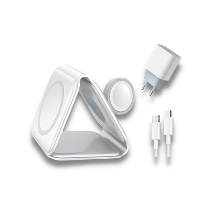 Chargeur sans fil 3 en 1, pliable et portable, pour une expérience de chargement simplifiée pour iPhone, Apple Watch et AirPods collection Gadgets & Techno de la boutique Petites Aventures