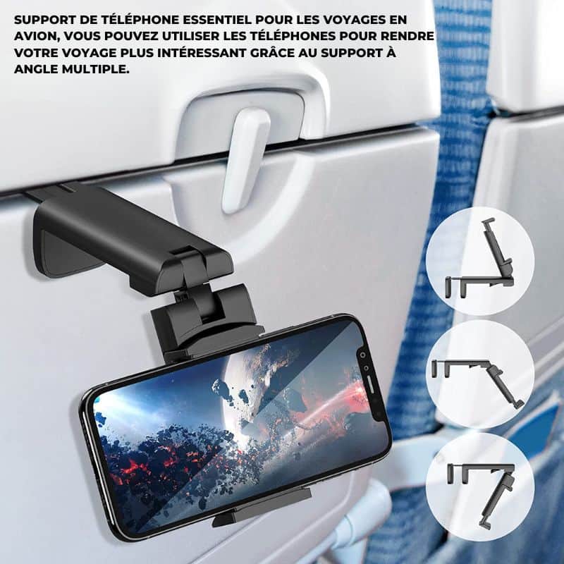 Support de téléphone portable polyvalent pour voyageurs, réglable et sûr, utilisable en mode vertical ou horizontal.