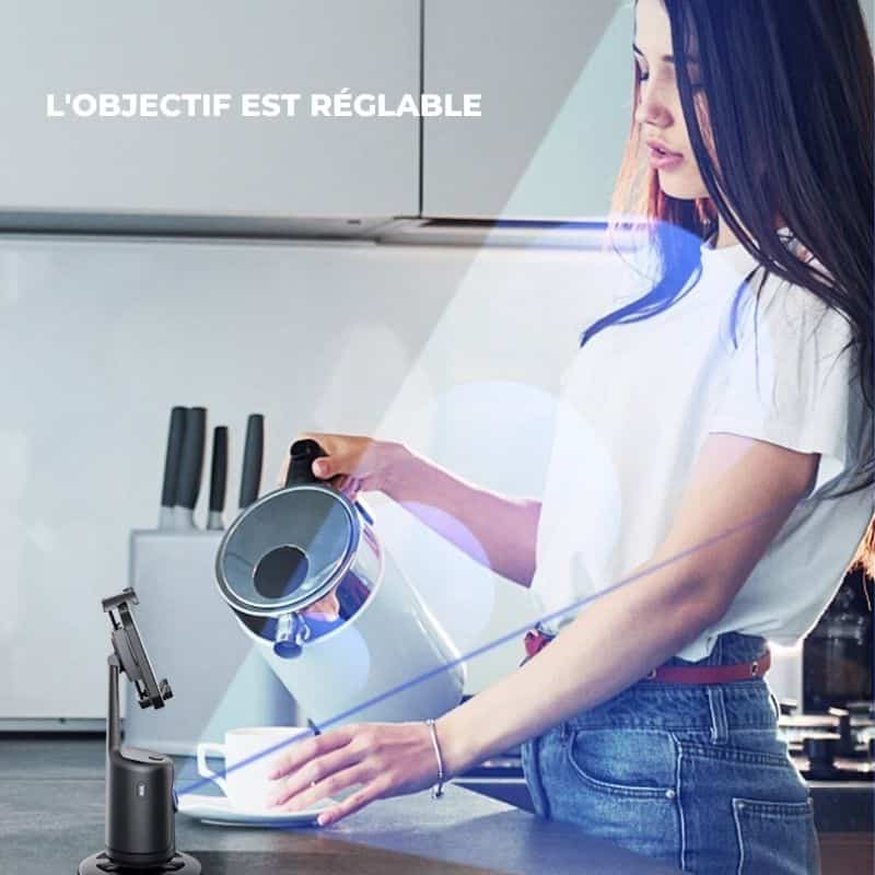 Support intelligent pour trépied de téléphone avec stabilisateur de cardan, rotation à 360° et suivi automatique du visage pour des prises de vue parfaites.