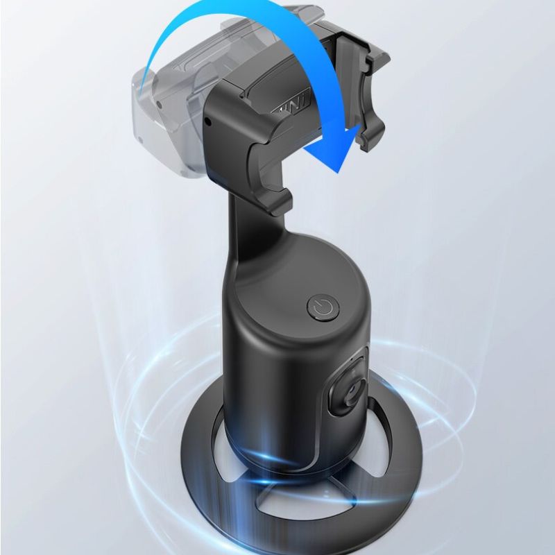 Support intelligent pour trépied de téléphone avec stabilisateur de cardan, rotation à 360° et suivi automatique du visage pour des prises de vue parfaites.
