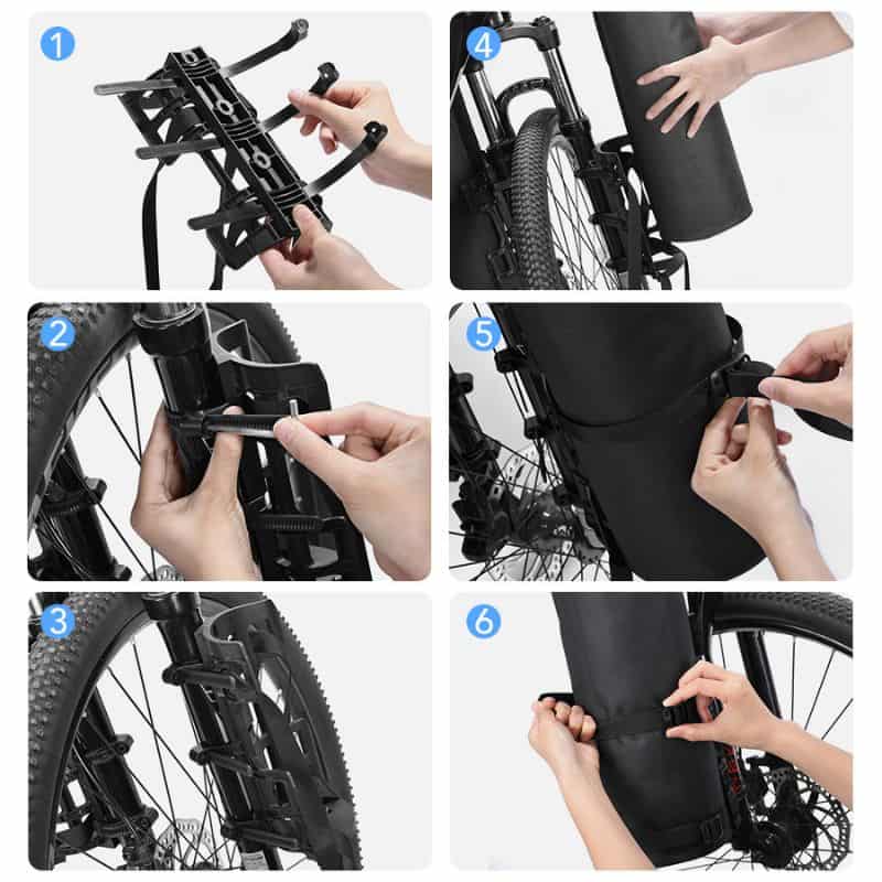 Image du Sac de Fourche de Vélo Étanche pour des balades à vélo sans souci. Accessoire de vélo, sacoche de guidon, rangement pour cyclistes, sac de cadre, équipement de cyclisme.