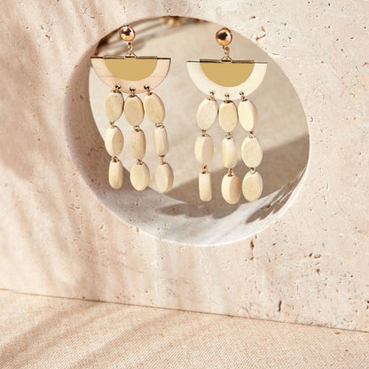 Boucles d'oreilles Rotin Bois Fait main Bohème Ethnique Géométrique Bijoux pendants Respectueux de l'environnement Original collection Summer chic de la boutique Petites Aventures