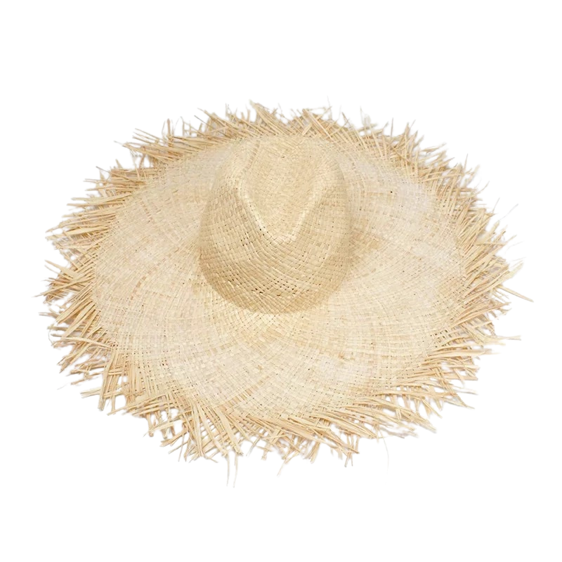 Chapeau de soleil Raphia naturelle Fait main Protection solaire Accessoire de plage Nouvelle collection Vacances d'été Collection Summer chic de la boutique Petites Aventures